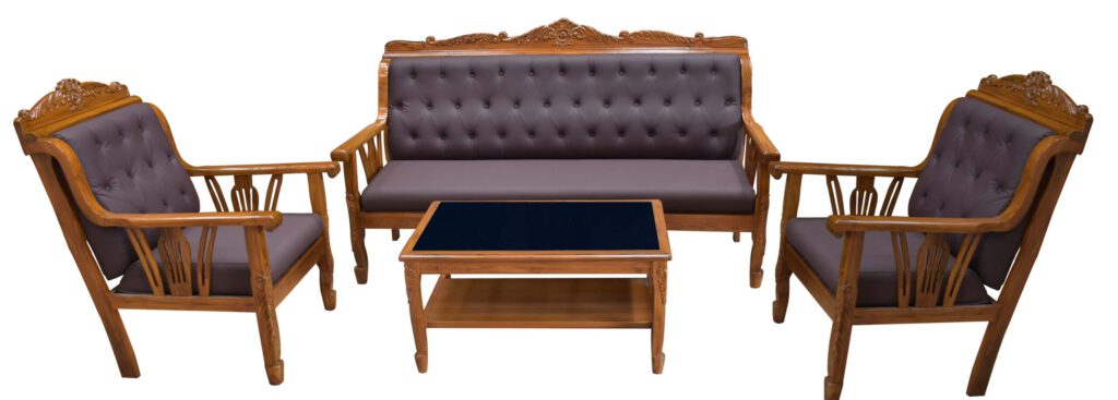 ชุดสายไหมแกะลาย (สีธรรมชาติ)(เบาะหนังดึงกระดุม)